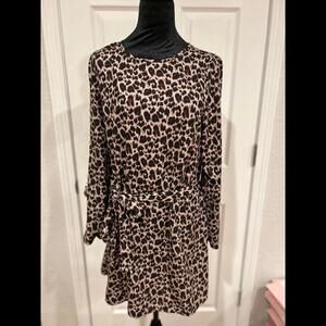 Shein Leopard Print Animal Print Midi Dress Size Small